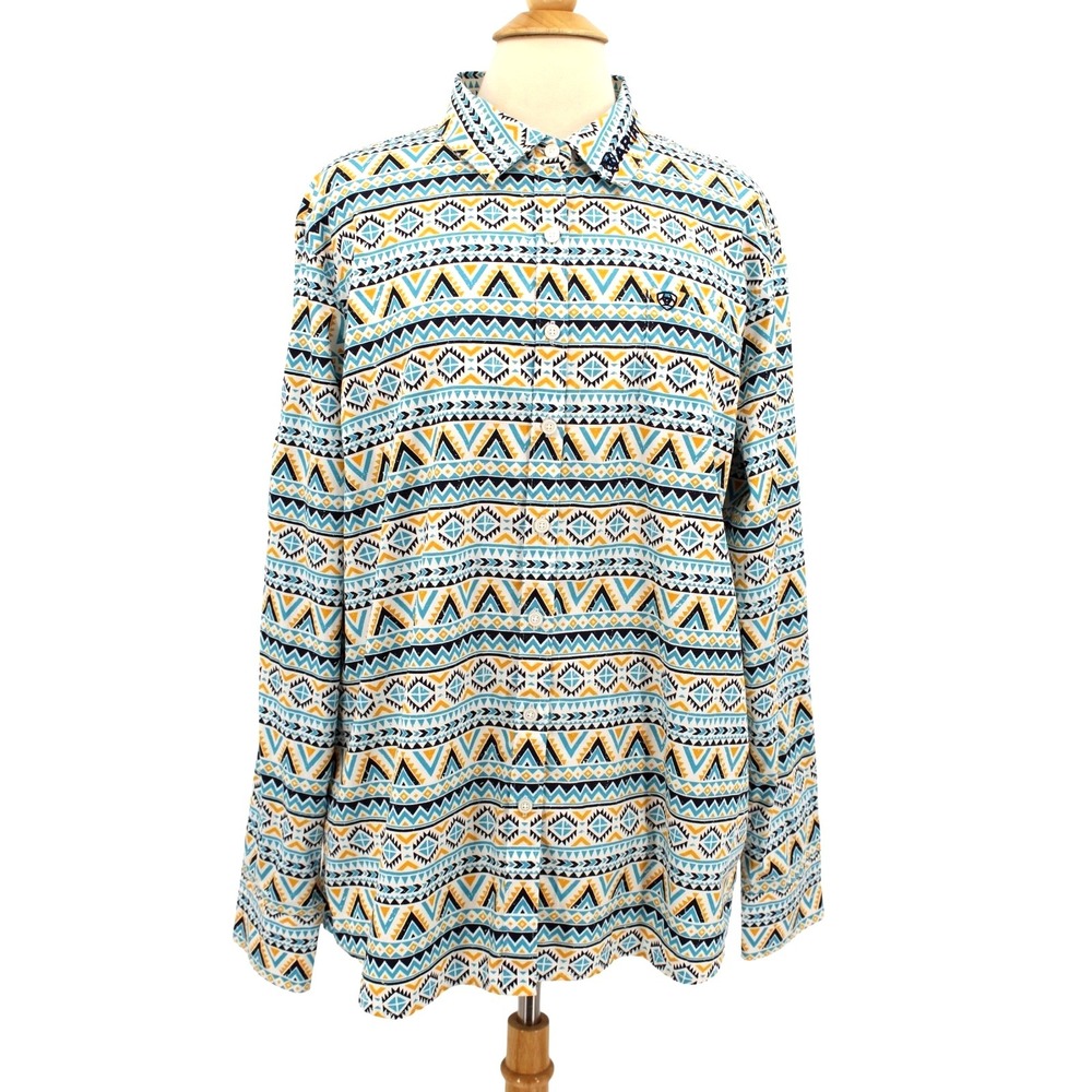 Ariat Team Kirby Shirt womens XXL Aztec Western Fitted Button Up Long Sleeve
